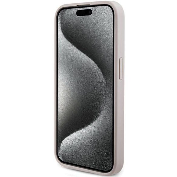 Guess GUHMP15XG4GFRP iPhone 15 Pro Max 6.7" rózsaszín keménytok 4G Collection bőr fém logó MagSafe