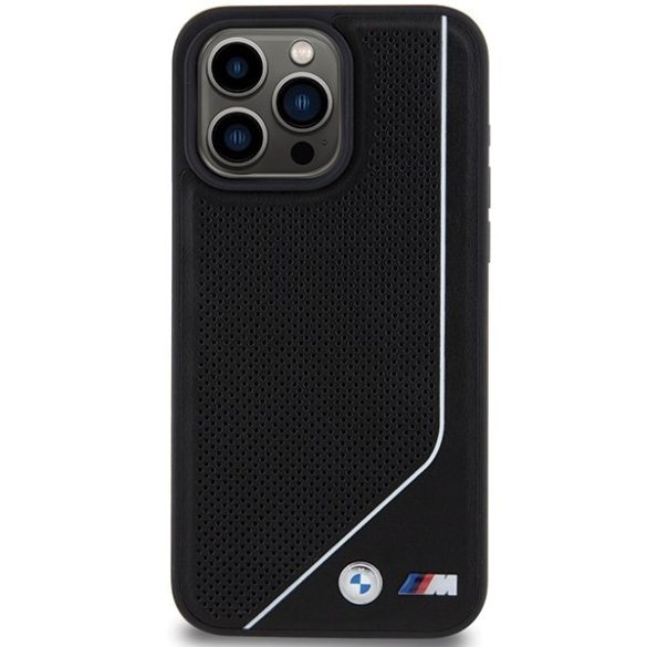 BMW BMHMP15L23PUCPK iPhone 15 Pro 6.1" fekete keménytok Perforált Twisted Line MagSafe perforált tok