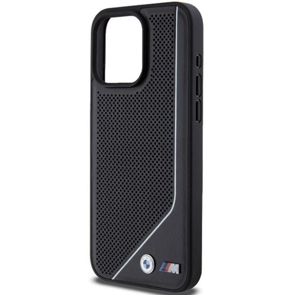 BMW BMHMP15L23PUCPK iPhone 15 Pro 6.1" fekete keménytok Perforált Twisted Line MagSafe perforált tok