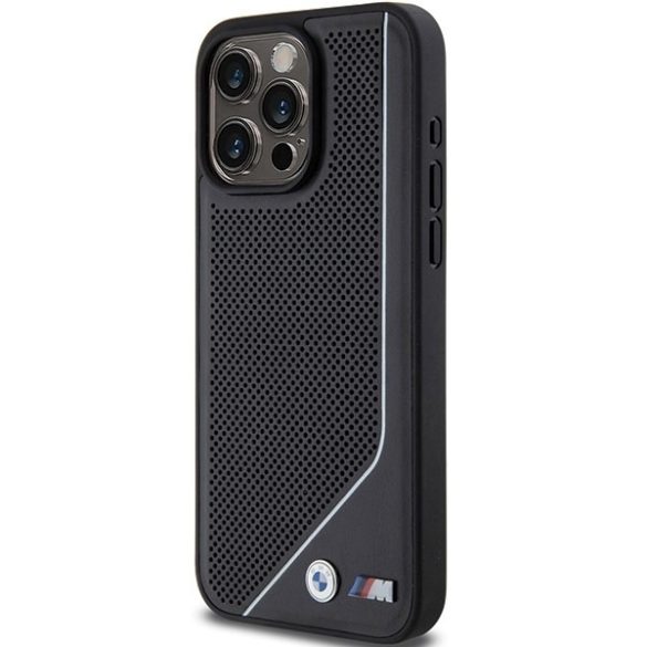 BMW BMHMP15X23PUCPK iPhone 15 Pro Max 6.7" fekete keménytok perforált Twisted Line MagSafe