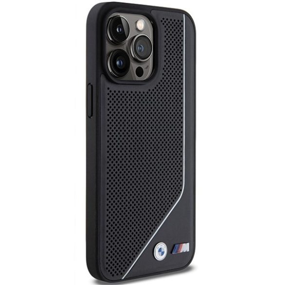 BMW BMHMP15X23PUCPK iPhone 15 Pro Max 6.7" fekete keménytok perforált Twisted Line MagSafe
