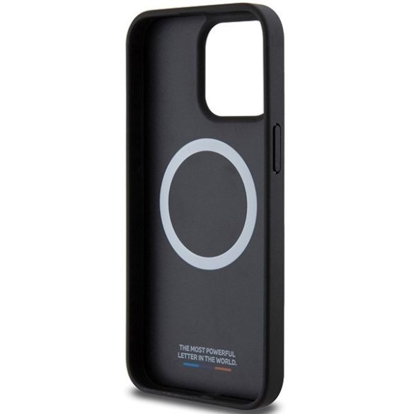 BMW BMHMP15X23PUCPK iPhone 15 Pro Max 6.7" fekete keménytok perforált Twisted Line MagSafe