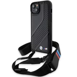   BMW BMHCP15S23PSCCK M Edition Carbon Stripe & Strap keménytok iPhone 15 - fekete