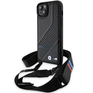 BMW BMHCP15S23PSCCK M Edition Carbon Stripe & Strap keménytok iPhone 15 - fekete