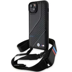   BMW BMHCP15M23PSCCK iPhone 15 Plus 6.7" fekete keménytok M Edition Carbon Stripe & Strap