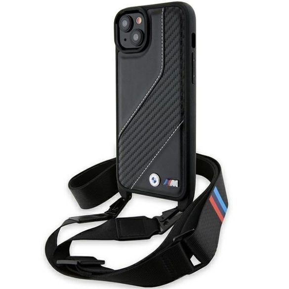 BMW BMHCP15M23PSCCK iPhone 15 Plus / 14 Plus 6.7" fekete keménytok M Edition Carbon Stripe & Strap