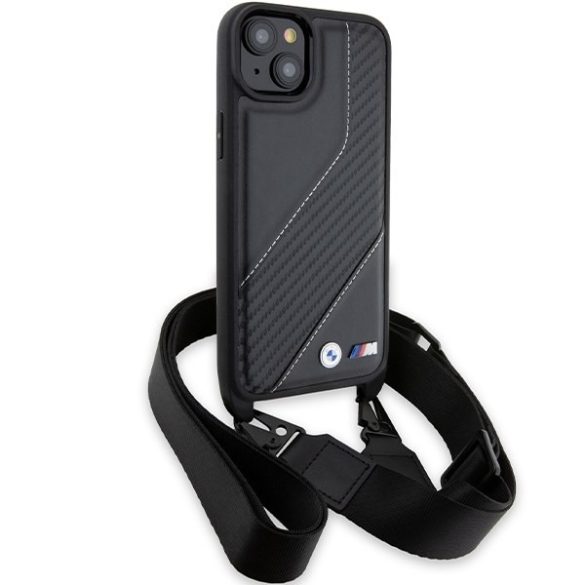 BMW BMHCP15M23PSCCK iPhone 15 Plus / 14 Plus 6.7" fekete keménytok M Edition Carbon Stripe & Strap