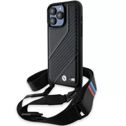   BMW BMHCP15L23PSCCK iPhone 15 Pro 6.1" fekete keménytok M Edition Carbon Stripe & Strap