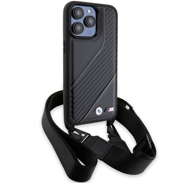 BMW BMHCP15L23PSCCK iPhone 15 Pro 6.1" fekete keménytok M Edition Carbon Stripe & Strap