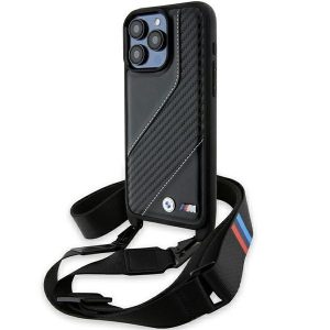 BMW BMHCP15X23PSCCK iPhone 15 Pro Max 6.7" fekete keménytok M Edition Carbon Stripe és szíj