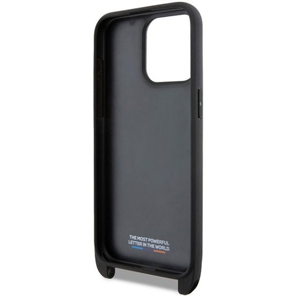 BMW BMHCP15L23PSVTK iPhone 15 Pro 6.1" fekete keménytok M Edition Carbon Tricolor Lines & Strap