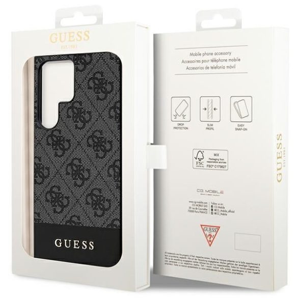 Guess GUHCS24LG4GLGR S24 Ultra S928 fekete keménytok 4G Stripe kollekció