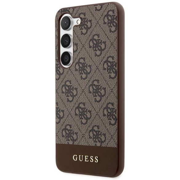 Guess GUHCS24SG4GLBR S24 S921 barna keménytok 4G Stripe kollekció