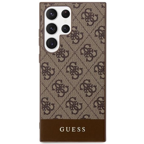 Guess GUHCS24LG4GLBR S24 Ultra S928 barna keménytok 4G Stripe kollekció