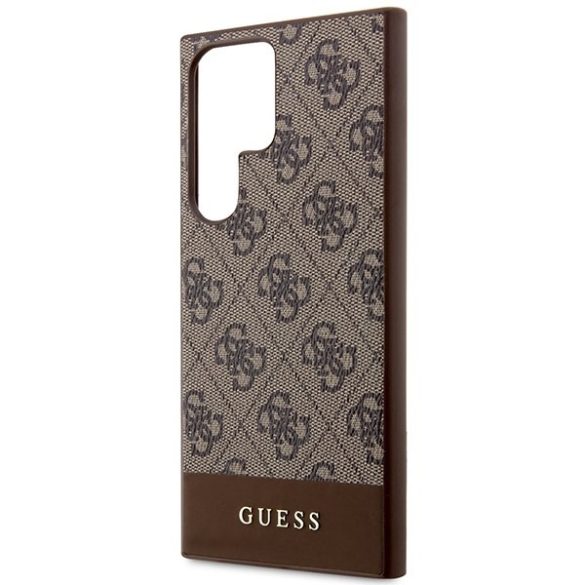 Guess GUHCS24LG4GLBR S24 Ultra S928 barna keménytok 4G Stripe kollekció