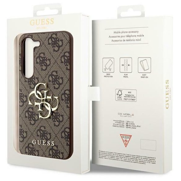 Guess GUHCS24S4GMGBR S24 S921 barna keménytok 4G Big Metal logo