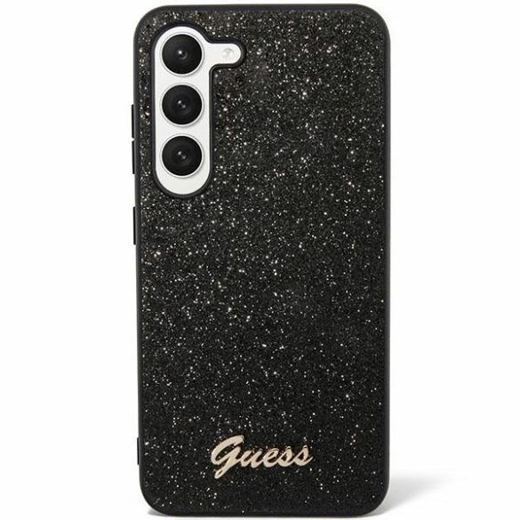 Guess GUHCS24SHGGSHHK S24 S921 fekete keménytok Glitter Script