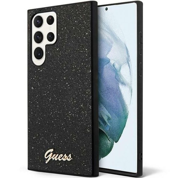 Guess GUHCS24LHGGSHK S24 Ultra S928 fekete keménytok Glitter Script