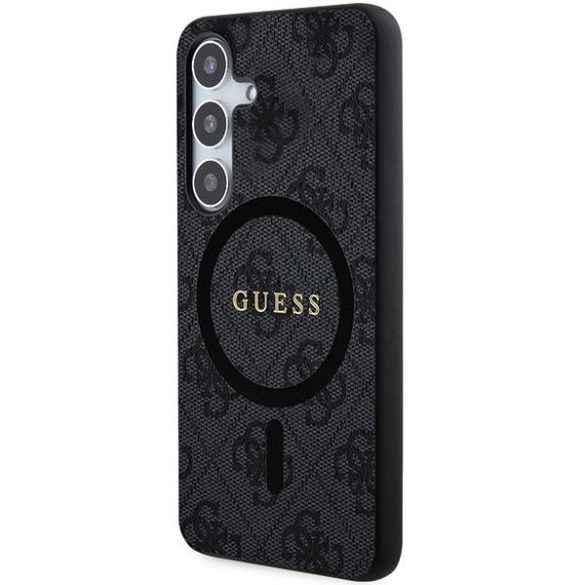 Guess GUHMS24SG4GFRK S24 S921 fekete keménytok 4G Collection bőr fém logó MagSafe