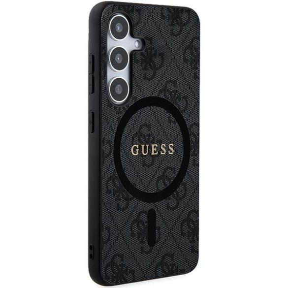 Guess GUHMS24SG4GFRK S24 S921 fekete keménytok 4G Collection bőr fém logó MagSafe