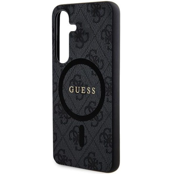 Guess GUHMS24SG4GFRK S24 S921 fekete keménytok 4G Collection bőr fém logó MagSafe