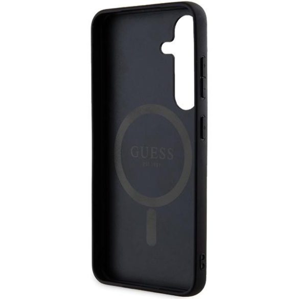 Guess GUHMS24SG4GFRK S24 S921 fekete keménytok 4G Collection bőr fém logó MagSafe