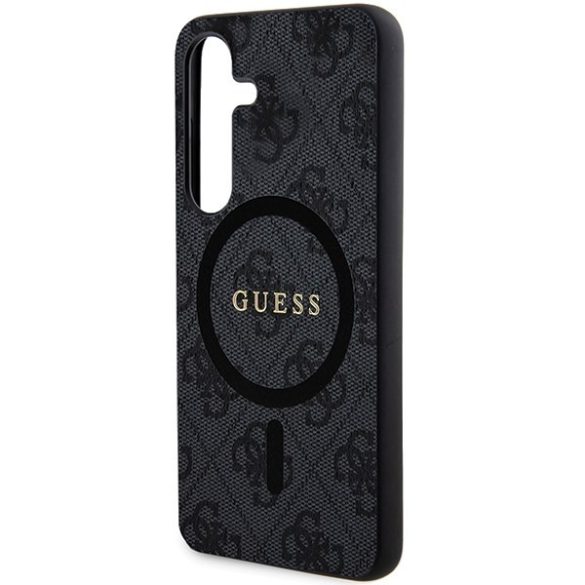 Guess GUHMS24MG4GFRK S24+ S926 fekete keménytok 4G Collection bőr fém logó MagSafe