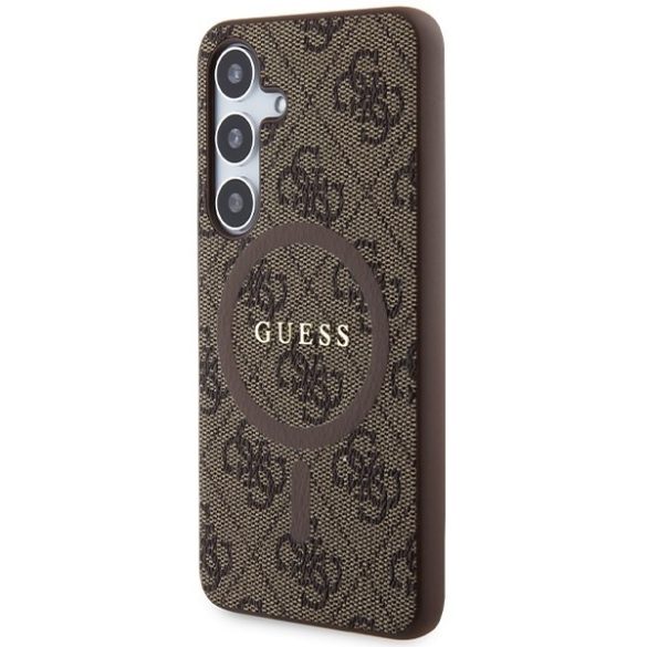 Guess GUHMS24SG4GFRW S24 S921 barna keménytok 4G Collection bőr fém logós MagSafe