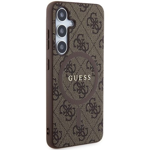 Guess GUHMS24SG4GFRW S24 S921 barna keménytok 4G Collection bőr fém logós MagSafe