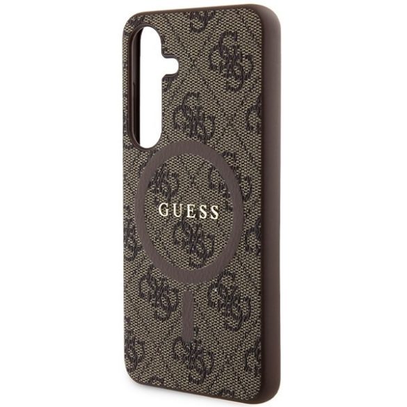 Guess GUHMS24SG4GFRW S24 S921 barna keménytok 4G Collection bőr fém logós MagSafe