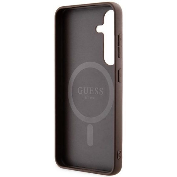 Guess GUHMS24SG4GFRW S24 S921 barna keménytok 4G Collection bőr fém logós MagSafe