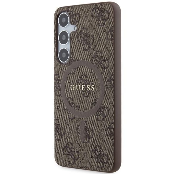 Guess GUHMS24MG4GFRW S24+ S926 barna keménytok 4G Collection bőr fém logó MagSafe