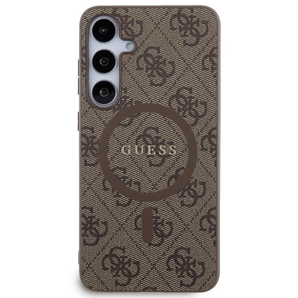 Guess GUHMS24MG4GFRW S24+ S926 barna keménytok 4G Collection bőr fém logó MagSafe