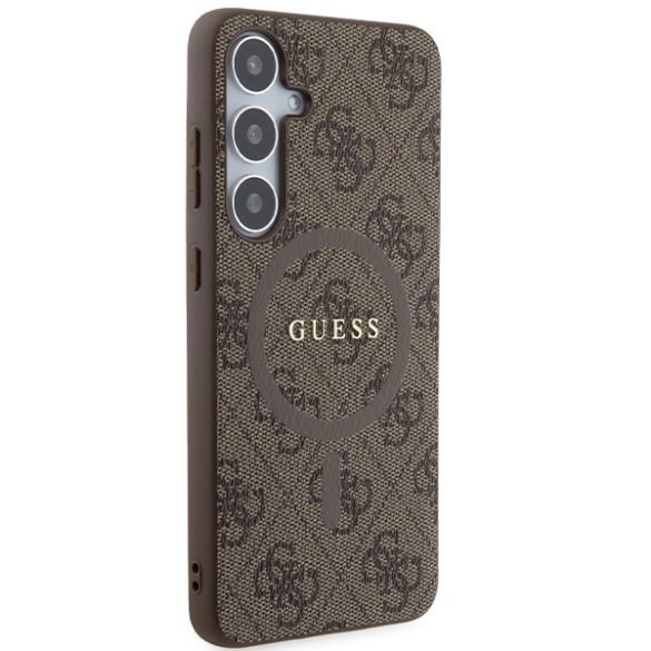 Guess GUHMS24MG4GFRW S24+ S926 barna keménytok 4G Collection bőr fém logó MagSafe