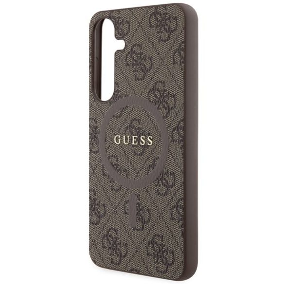 Guess GUHMS24MG4GFRW S24+ S926 barna keménytok 4G Collection bőr fém logó MagSafe