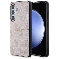   Guess GUHMS24SG4GFRP S24 S921 rózsaszín keménytok 4G Collection bőr fém logó MagSafe