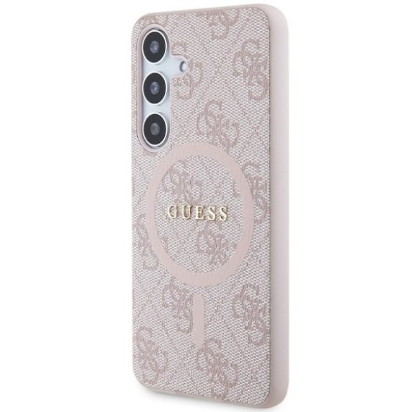 Guess GUHMS24SG4GFRP S24 S921 rózsaszín keménytok 4G Collection bőr fém logó MagSafe