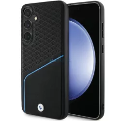   BMW BMHMS24M23RDCLK Samsung S24+ S926 fekete keménytok Signature Leather texturált és vonalas MagSafe