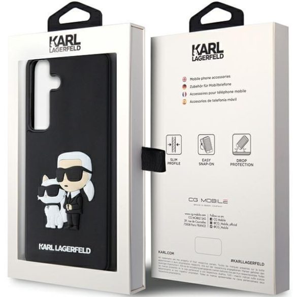 Karl Lagerfeld KLHCS24M3DRKCNK S24+ S926 fekete keménytok 3D gumi Karl&Choupette