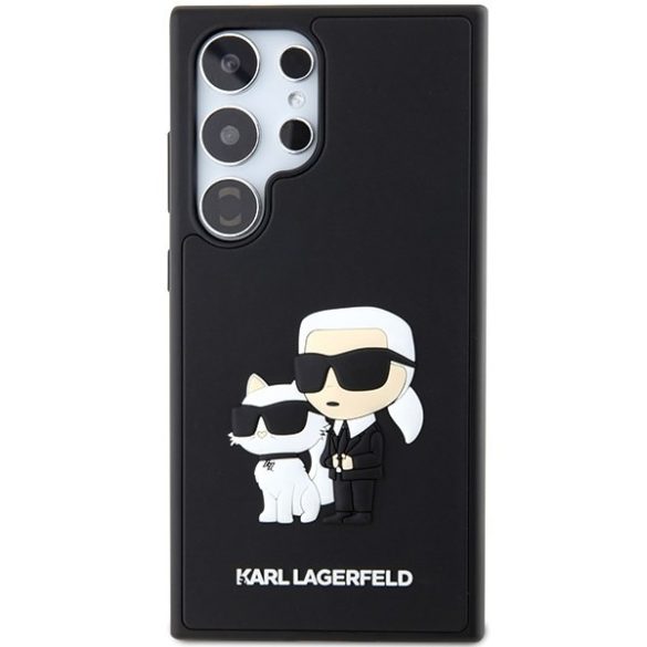 Karl Lagerfeld KLHCS24L3DRKCNK S24 Ultra S928 fekete keménytok 3D gumi Karl&Choupette