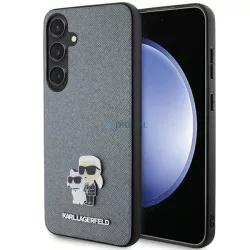   Karl Lagerfeld KLHCS24SPSAKCMPG S24 S921 keménytok szürke Saffiano Karl és Choupette fém kitűző