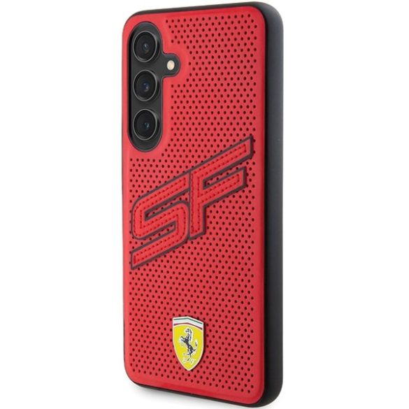 Ferrari FEHCS24SPINR Samsung S24 S921 piros keménytok perforált