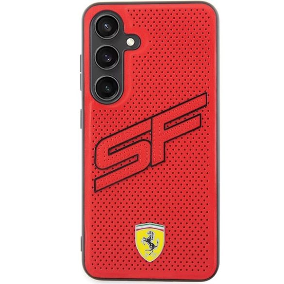 Ferrari FEHCS24SPINR Samsung S24 S921 piros keménytok perforált