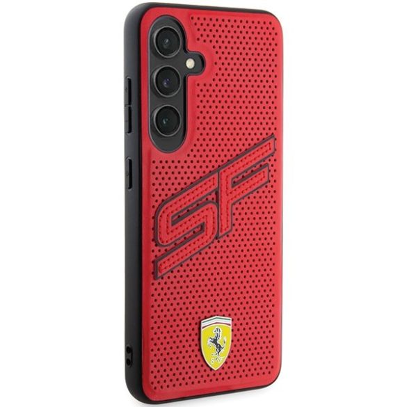 Ferrari FEHCS24SPINR Samsung S24 S921 piros keménytok perforált