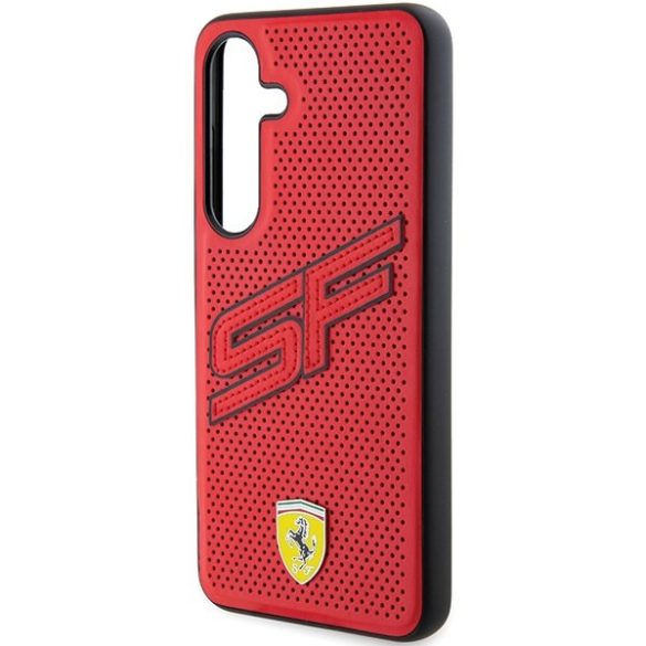 Ferrari FEHCS24SPINR Samsung S24 S921 piros keménytok perforált