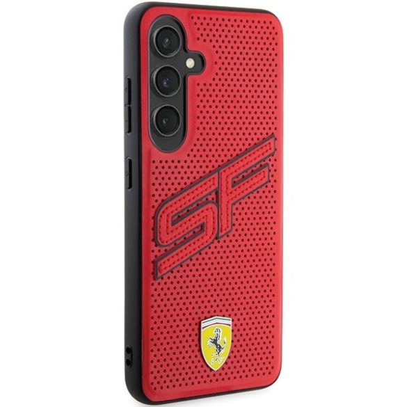 Ferrari FEHCS24MPINR Samsung S24+ S926 piros keménytok perforált