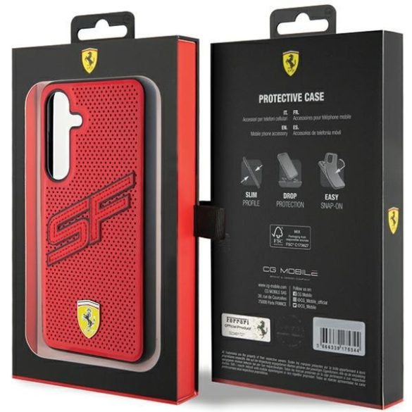 Ferrari FEHCS24MPINR Samsung S24+ S926 piros keménytok perforált