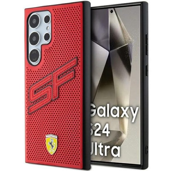 Ferrari FEHCS24LPINR Samsung S24 Ultra S928 piros keménytok perforált