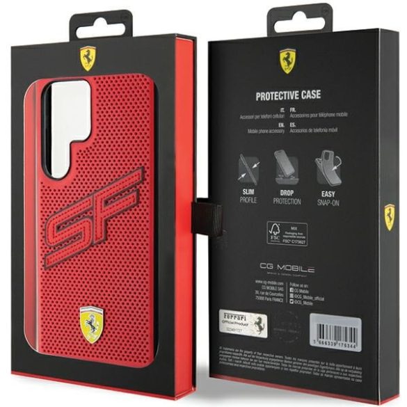 Ferrari FEHCS24LPINR Samsung S24 Ultra S928 piros keménytok perforált