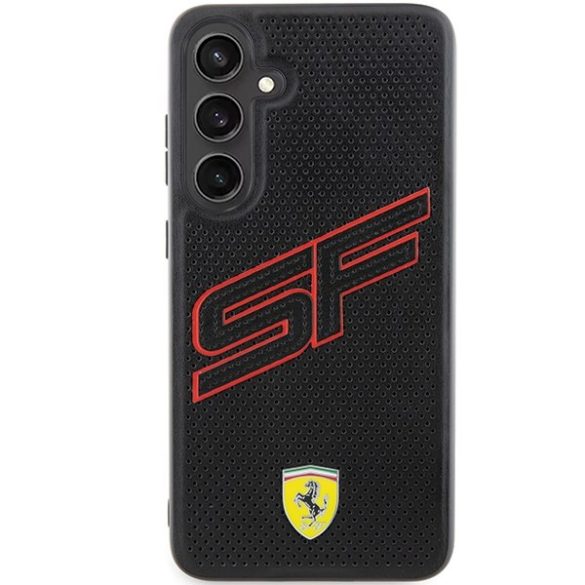 Ferrari FEHCS24MPINK Samsung S24+ S926 fekete keménytok perforált